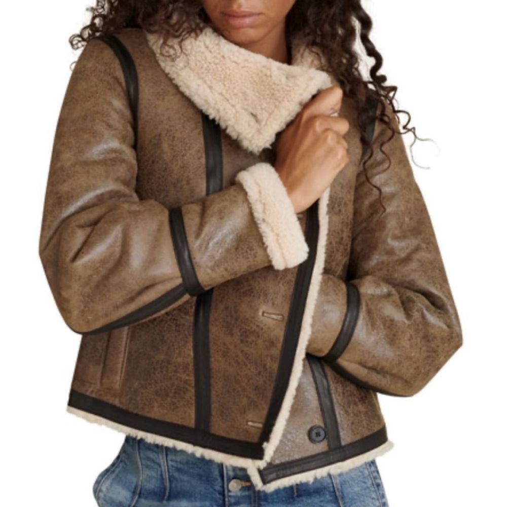 COPY - VERONICA BEARD Selita Shearling lambskin leather Bomber Jacket SIZE 2